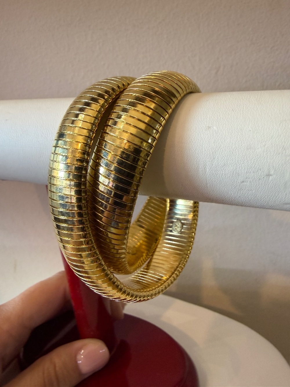 Gold double bangle bracelet